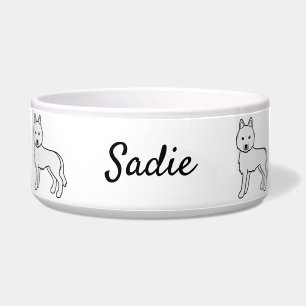 White Siberian Husky Cartoon Dog & Custom Name