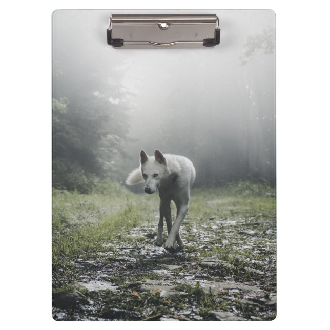 White Siberian Husky Clipboard (Front)