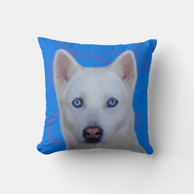 White Siberian Husky Cushion (Front)