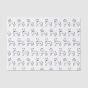White Siberian Husky Cute Dog Pattern Tissue Paper
