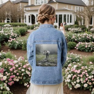 White Siberian Husky Denim Jacket