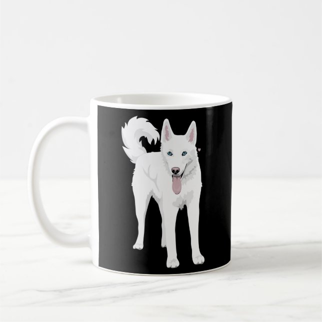 White Siberian Husky Dog Coffee Mug (Left)