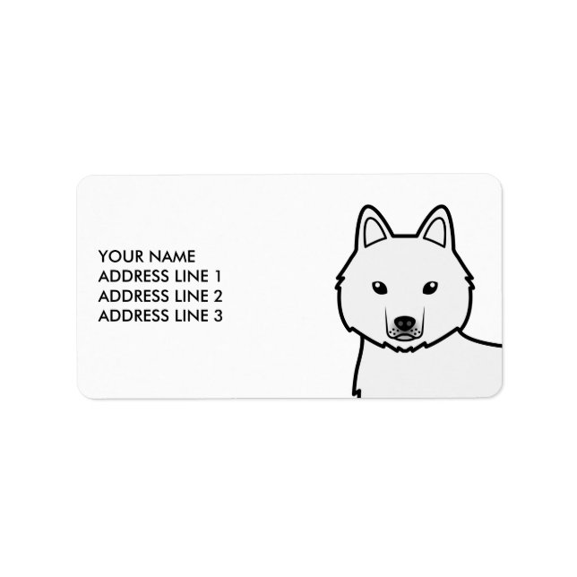 White Siberian Husky Dog & Custom Text Label (Front)
