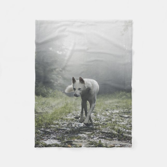 White Siberian Husky Fleece Blanket (Front)