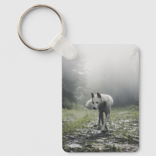 White Siberian Husky Key Ring