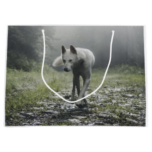 White Siberian Husky Large Gift Bag