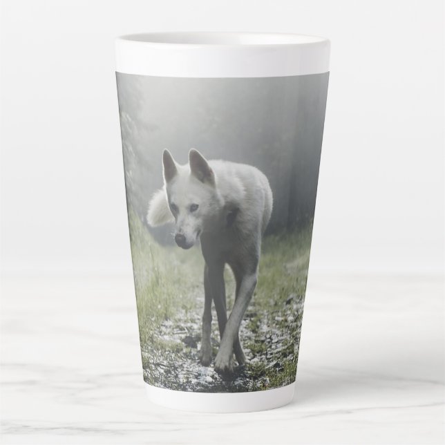White Siberian Husky Latte Mug (Front)