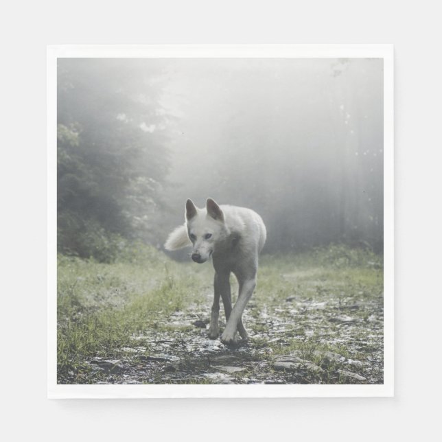 White Siberian Husky Napkin (Front)