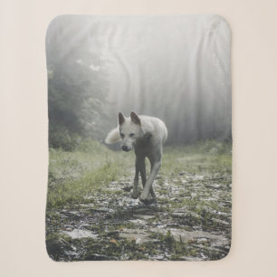 White Siberian Husky Sherpa Blanket