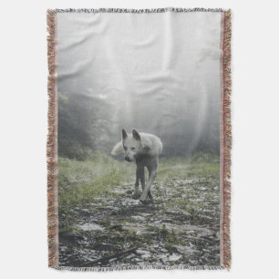 White Siberian Husky Throw Blanket