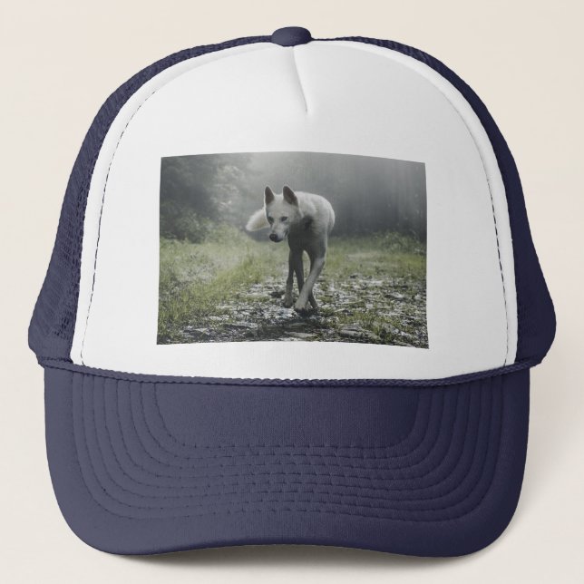 White Siberian Husky Trucker Hat (Front)