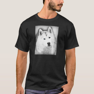 White Siberian Husky w/ Blue Eyes Fine Art Sketch T-Shirt