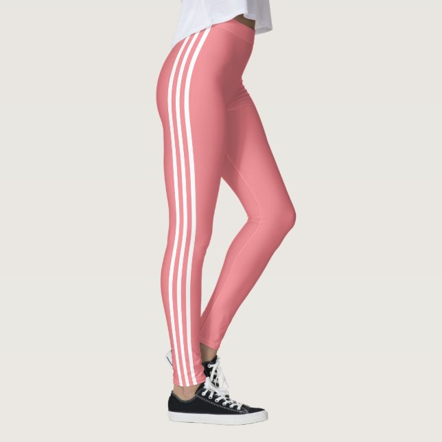White Side Stripe Light Pink Leggings Your Colours (Right)