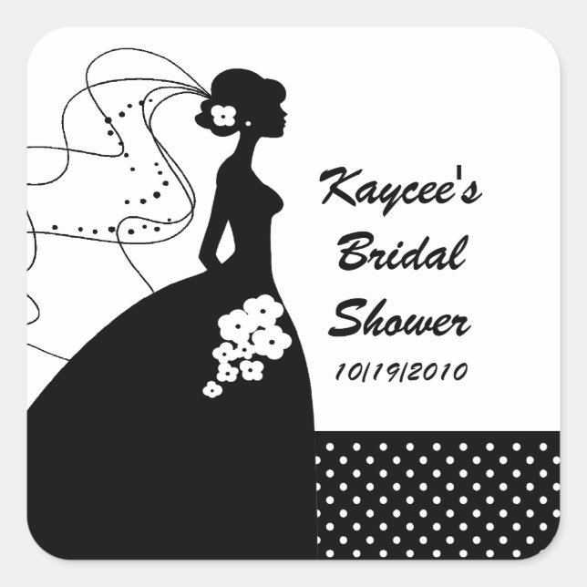 White Silhouette Bride Bridal Shower Sticker (Front)