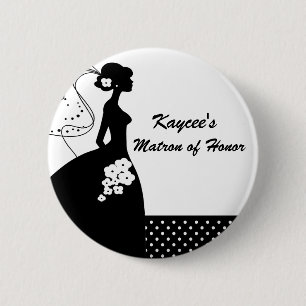 White Silhouette Bride Matron of Honour Button