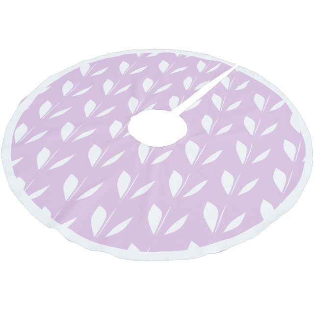 White silhouette leaves purple brushed polyester tree skirt (Angled)