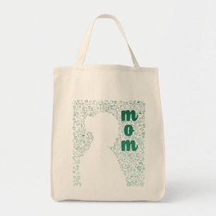 White Silhouette of a Mom Tote Bag