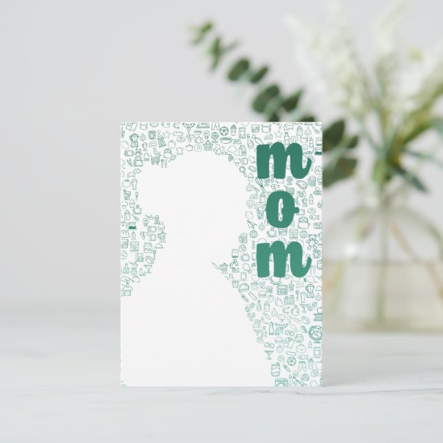 White Silhouette of a Mum Postcard (Standing Front)