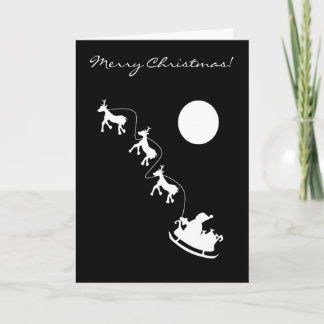 White Silhouette Santa Holiday Card