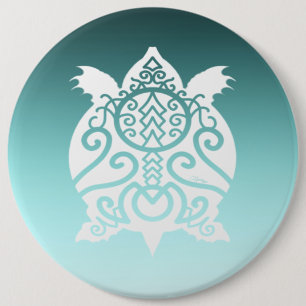 White Silhouette Snapper Turtle 6 Cm Round Badge