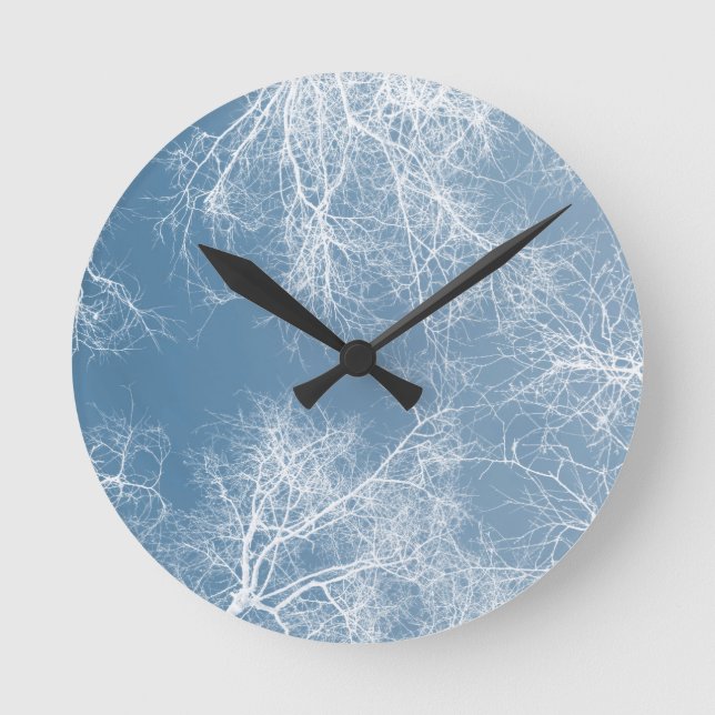 White silhouetted trees round clock (Front)