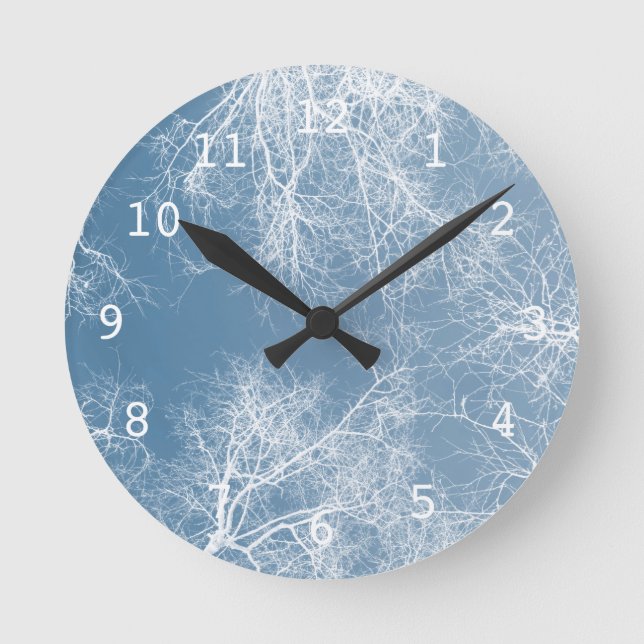 White silhouetted trees round clock (Front)