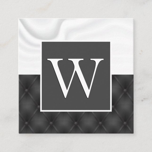 White Silk Drapery | Black Upholstery Square Business Card (Front)