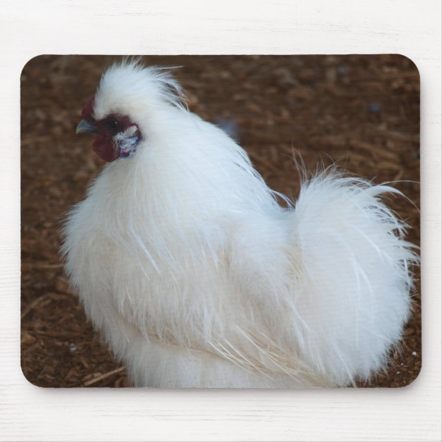 White Silkie Chicken Mouse Pad (Front)