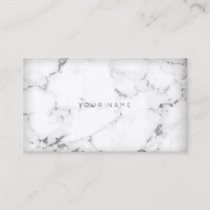 White Silver Abstract Grey Marble Vip Business Card