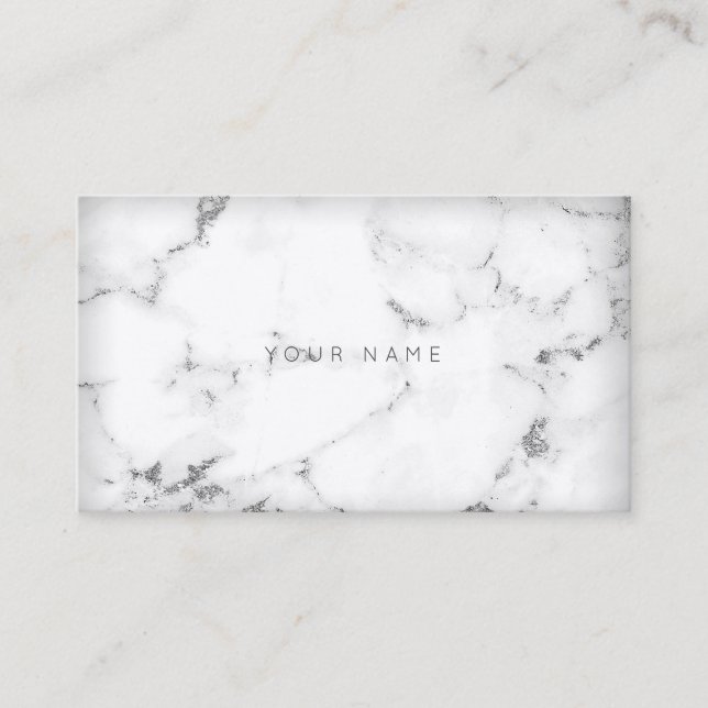 White Silver Abstract Grey Marble Vip Business Card (Front)