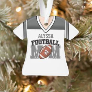White/Silver/Black Football Mum Jersey Ornament