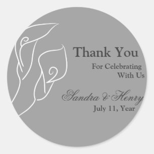 White & Silver Calla Lilies Favour Stickers