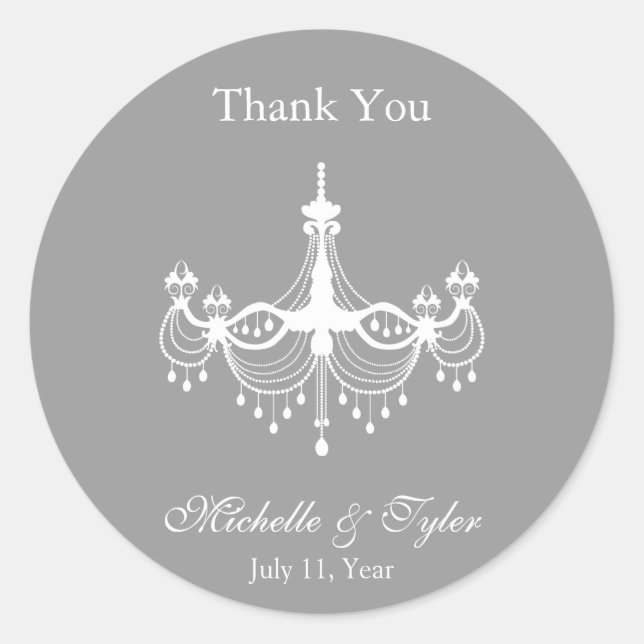 White & Silver Chandelier Favour Stickers (Front)