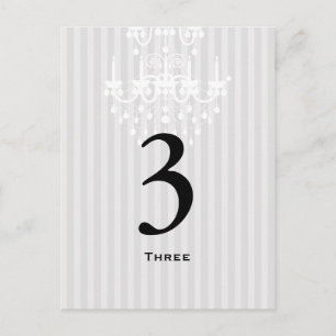 White & Silver Chandelier Striped Table Number Car Postcard