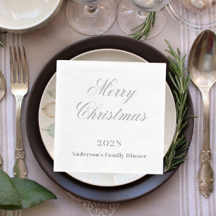 White silver Christmas Dinner Party Foil Napkins
