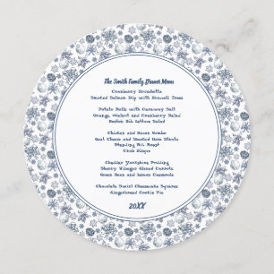 White Silver Christmas Pattern Menu