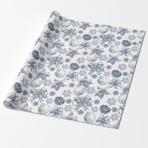 White Silver Christmas Pattern Wrapping Paper