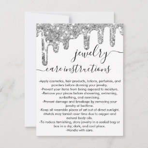 White Silver Chunky Glitter Drip Jewellery Care Ca Card