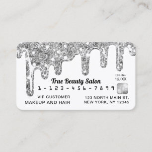White Silver Chunky Glitter Thick Drips Credit Business Card