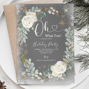 White Silver Elegant Christmas Holiday Winter  Invitation