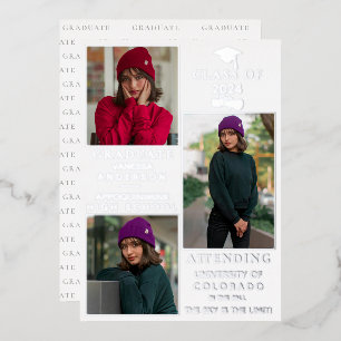 White Silver Foil HS Graduation Announcement