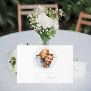 White silver foil photo wedding guest book