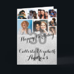 White Silver Glitter Photo Collage Happy Birthday Card<br><div class="desc">This cool and cute happy birthday greeting card is perfect for any friend or family member. It features eight customizable photograph pictures with a monogram name and the quote, "Happy Birthday, " on top of a gray "30" (which can be changed to any age) on top of a faux printed...</div>