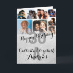 White Silver Glitter Photo Collage Happy Birthday Card<br><div class="desc">This cool and cute happy birthday greeting card is perfect for any friend or family member. It features eight customizable photograph pictures with a monogram name and the quote, "Happy Birthday, " on top of a gray "30" (which can be changed to any age) on top of a faux printed...</div>
