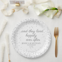 White Silver Glitter Wedding Happily Ever After