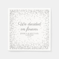White Silver Glitter Wedding We Decided Forever