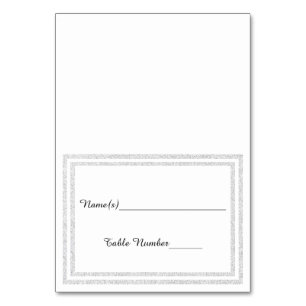 White Silver Glittered Trim - Escort Card