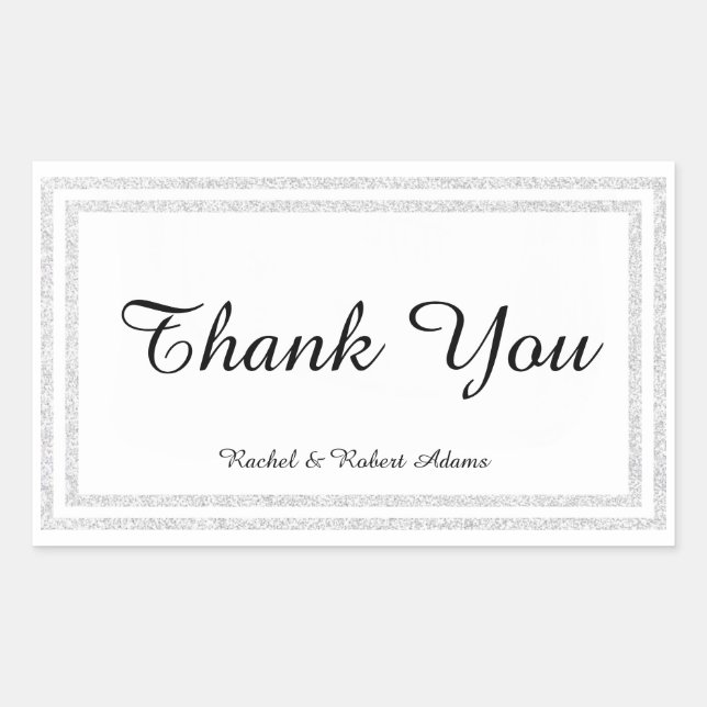 White Silver Glittered Trim - Rectangle Sticker (Front)