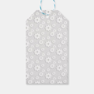 White & Silver Grey Floral Gift Tags