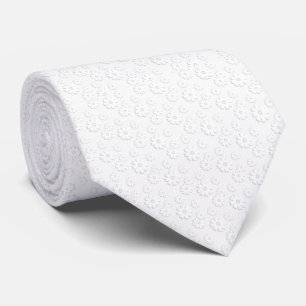 White & Silver Grey Floral Tie